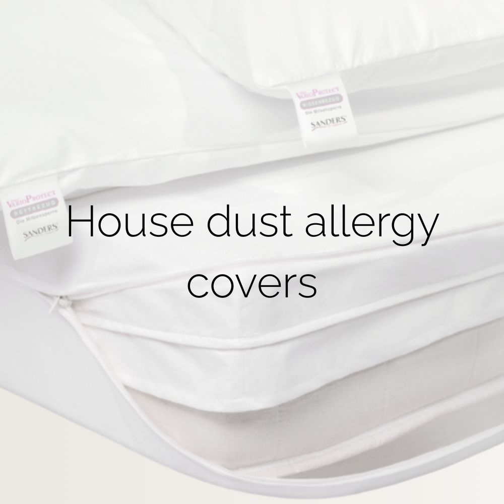 Close-up of our dust mite allergy covers. Image caption: ‘Dust mite allergy covers’.